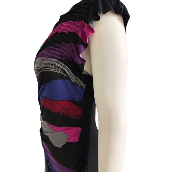 Rampage Women Large Bodycon Dress Multicolor RuchedAbstract Print Party Stretch - Picture 14 of 14